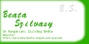 beata szilvasy business card
